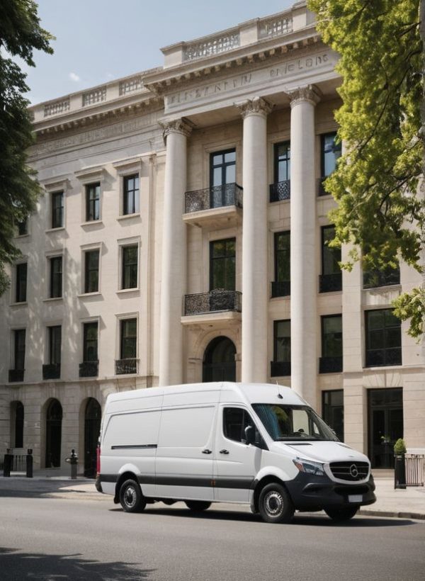 long office hallway tunnel view with gall doors on the sides